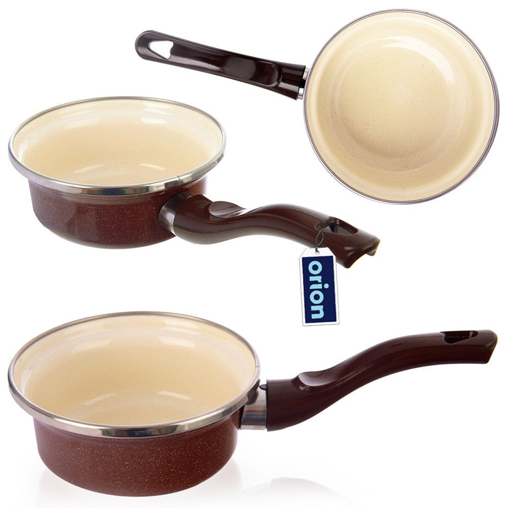 BROWN enameled saucepan 12 cm, 350 ml