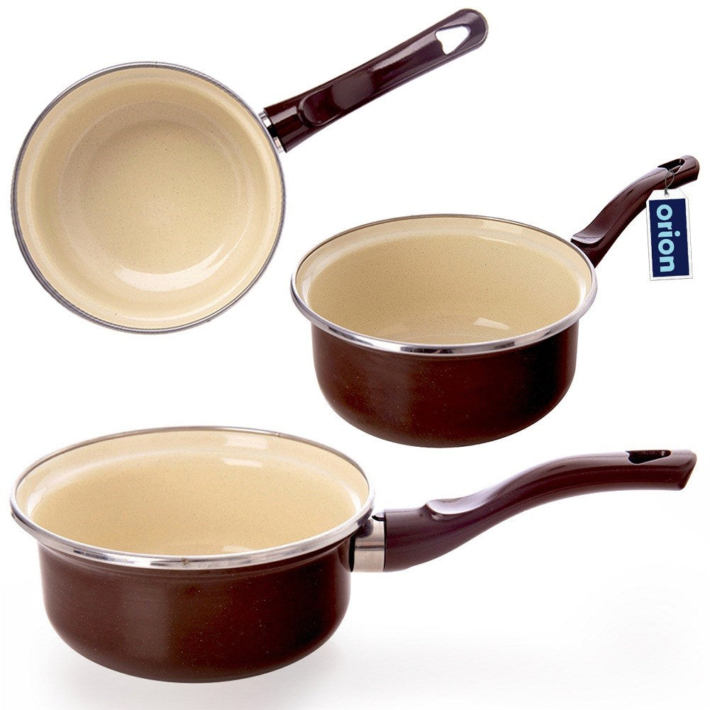 BROWN enameled saucepan 14 cm, 620 ml