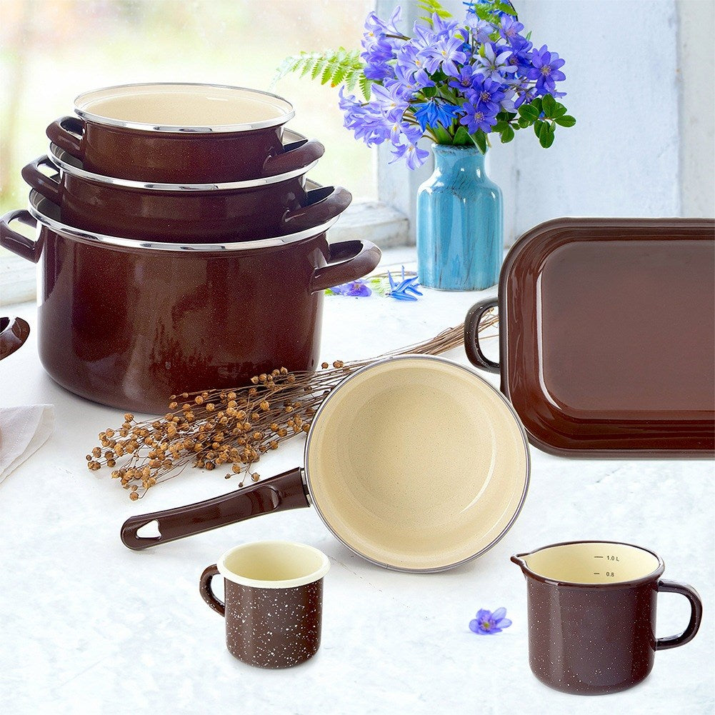 BROWN enameled saucepan 16 cm, 1 l