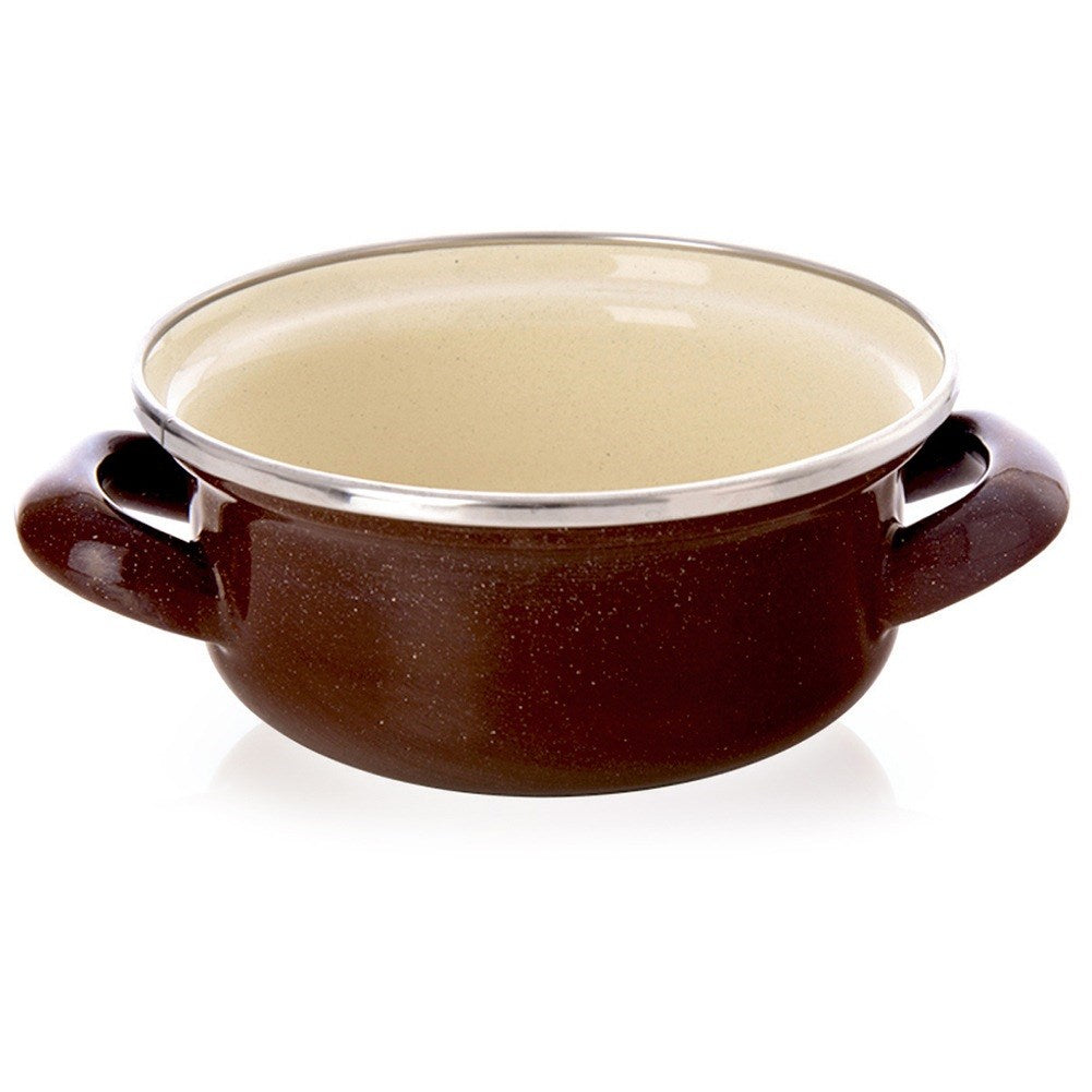 BROWN enamel pot 14 cm, 600 ml