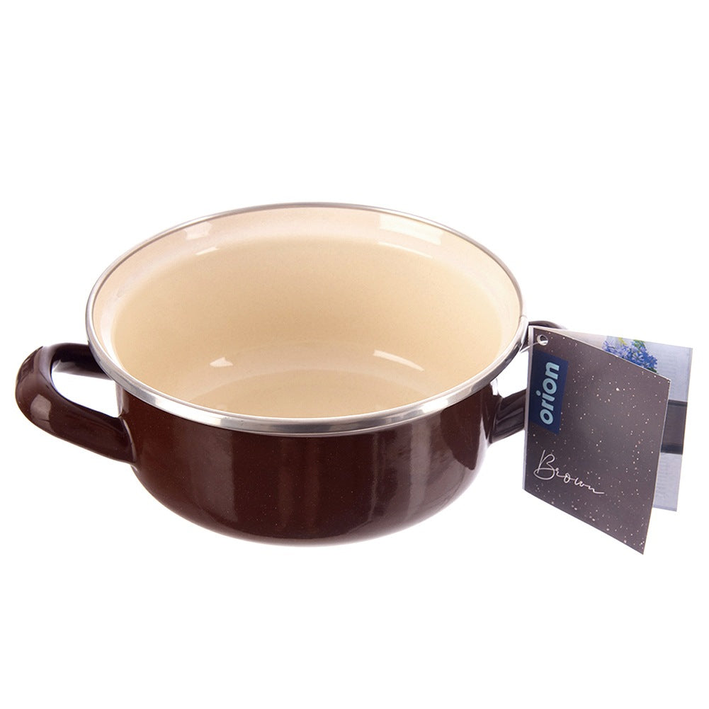 BROWN enamel pot 14 cm, 600 ml
