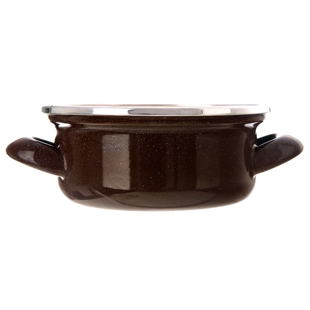 BROWN enamel pot 14 cm, 600 ml