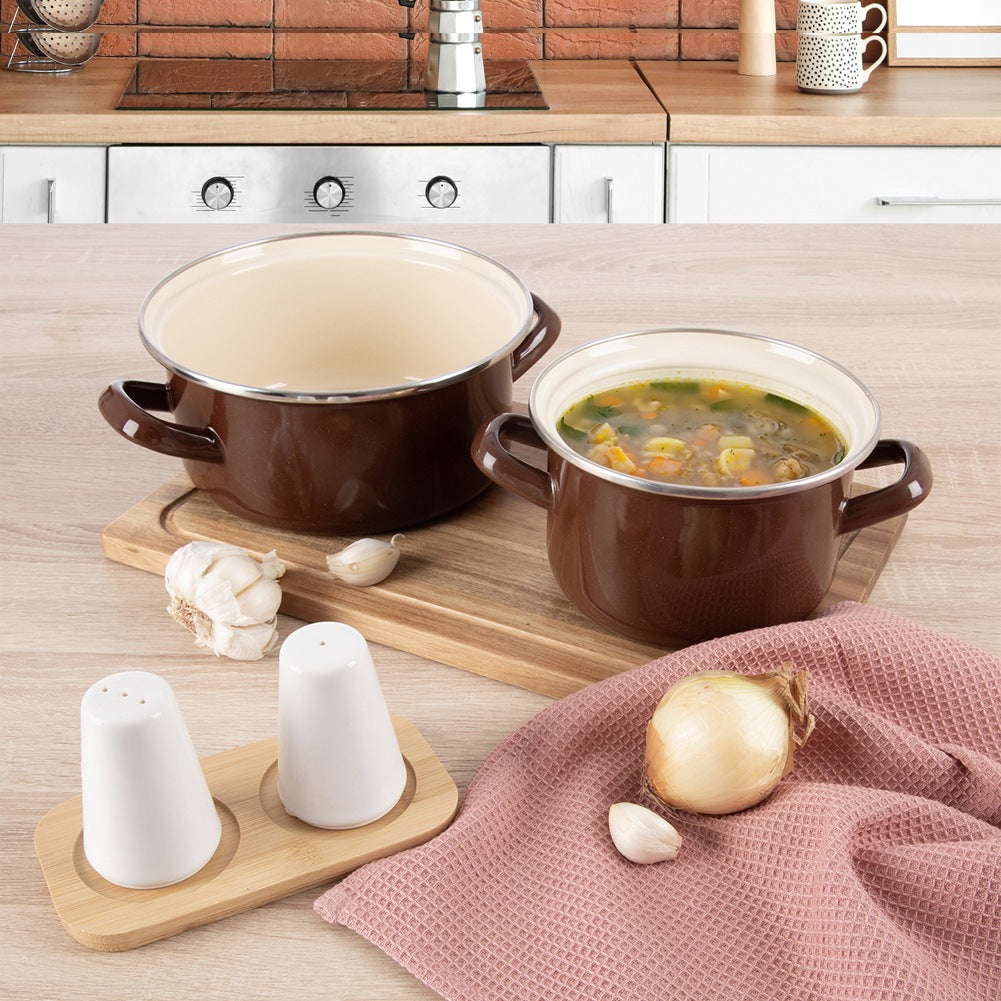 BROWN enamel pot 14 cm, 950 ml