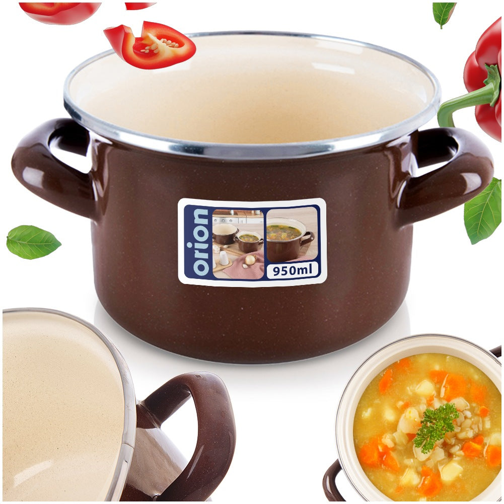 BROWN enamel pot 14 cm, 950 ml