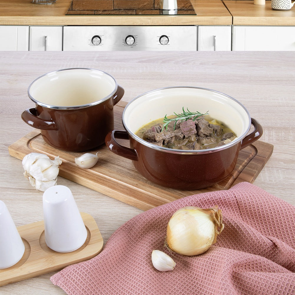 BROWN enamel pot 16 cm, 1.4 l