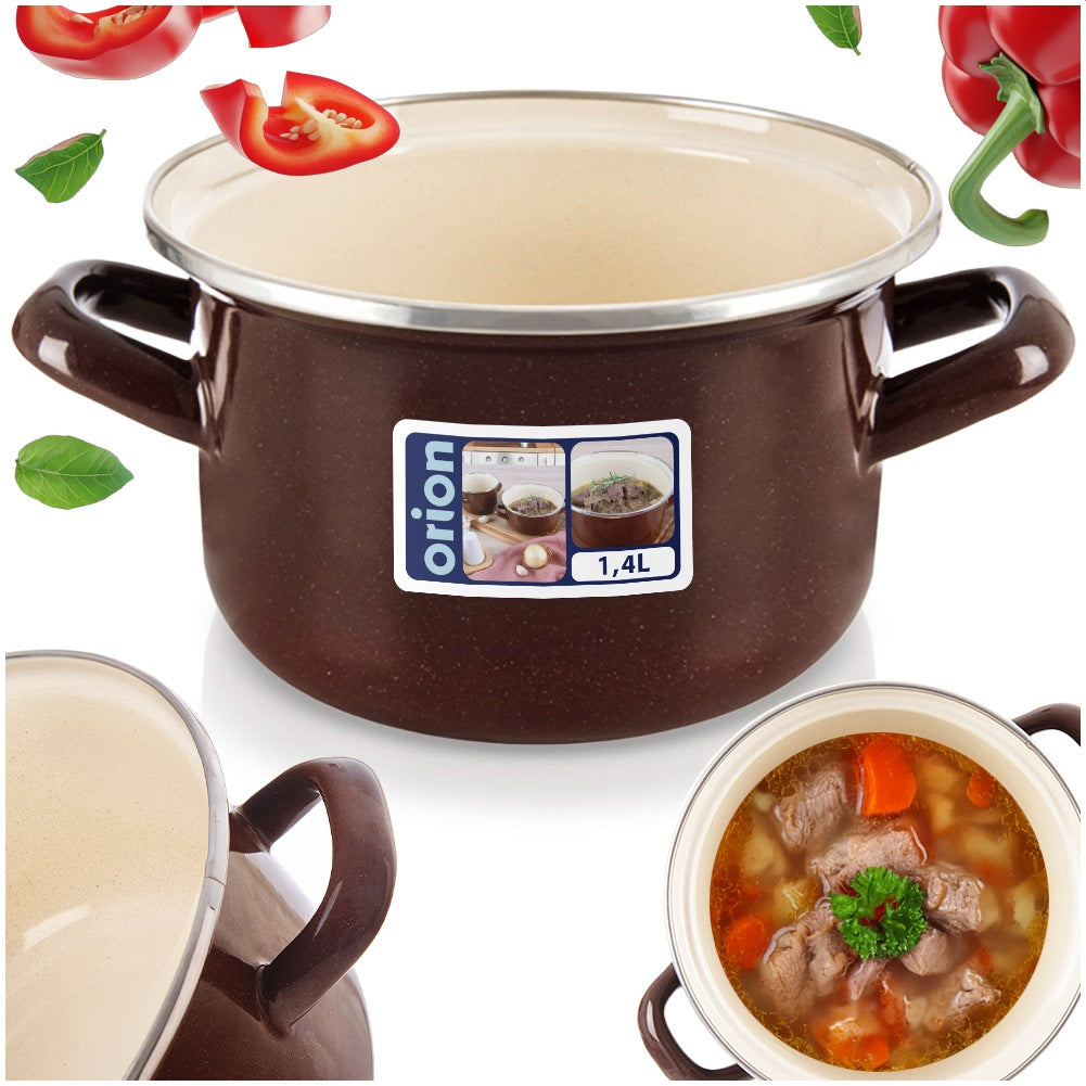 BROWN enamel pot 16 cm, 1.4 l