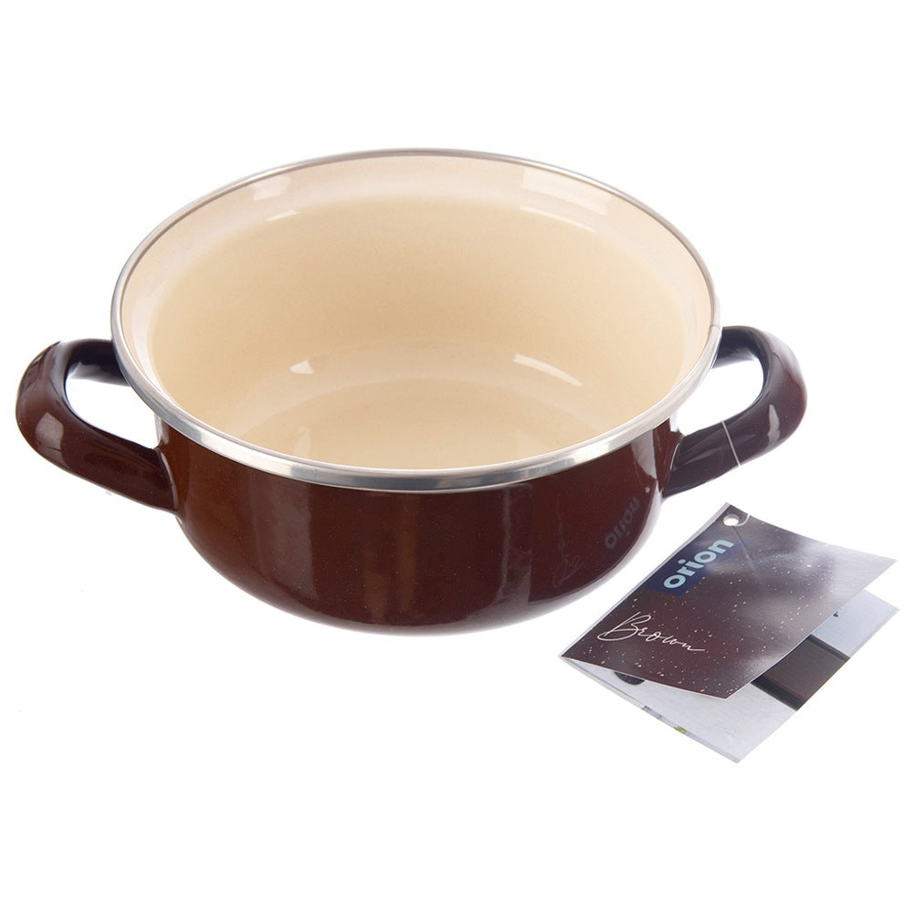 BROWN enamel pot 16 cm, 1 l