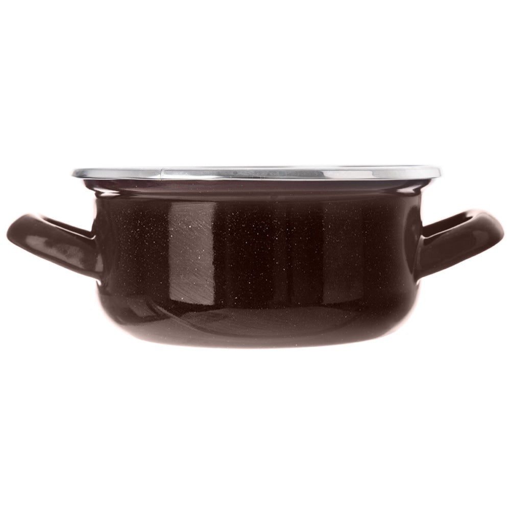 BROWN enamel pot 16 cm, 1 l