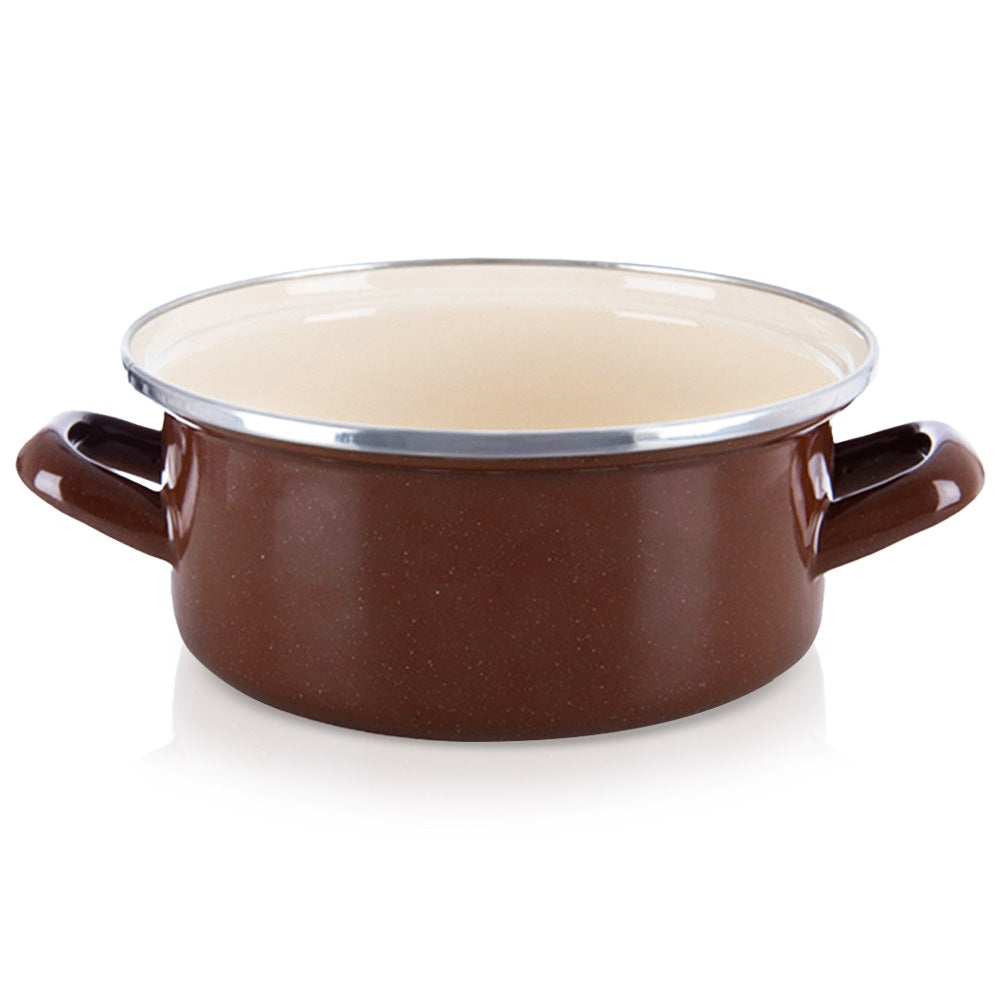 BROWN enamel pot 18.5 cm, 1.6 l