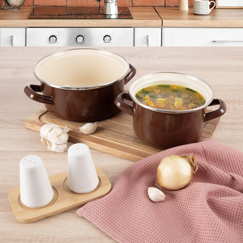 BROWN enamel pot 18.5 cm, 1.6 l