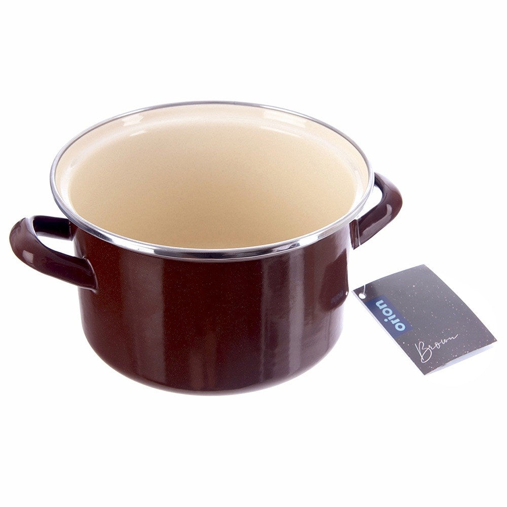 BROWN enamel pot 18 cm, 2 l