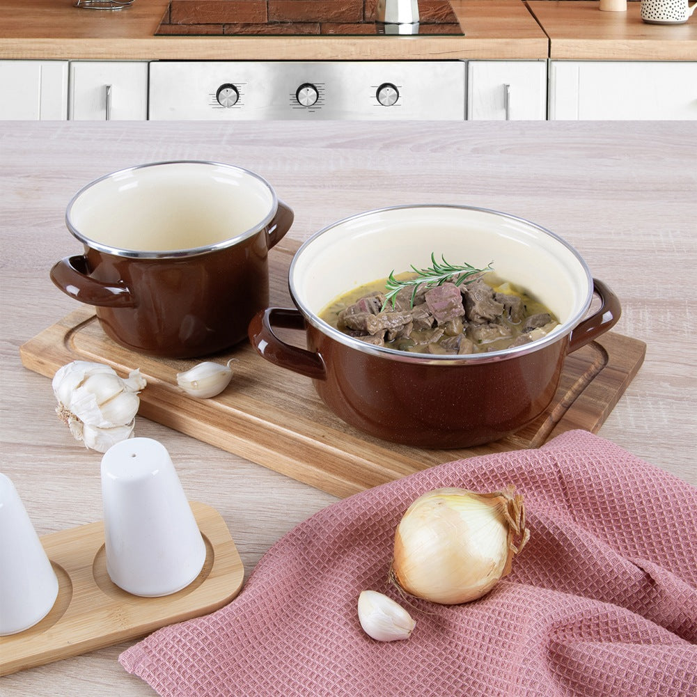 BROWN enamel pot 20.5 cm, 2.2 l