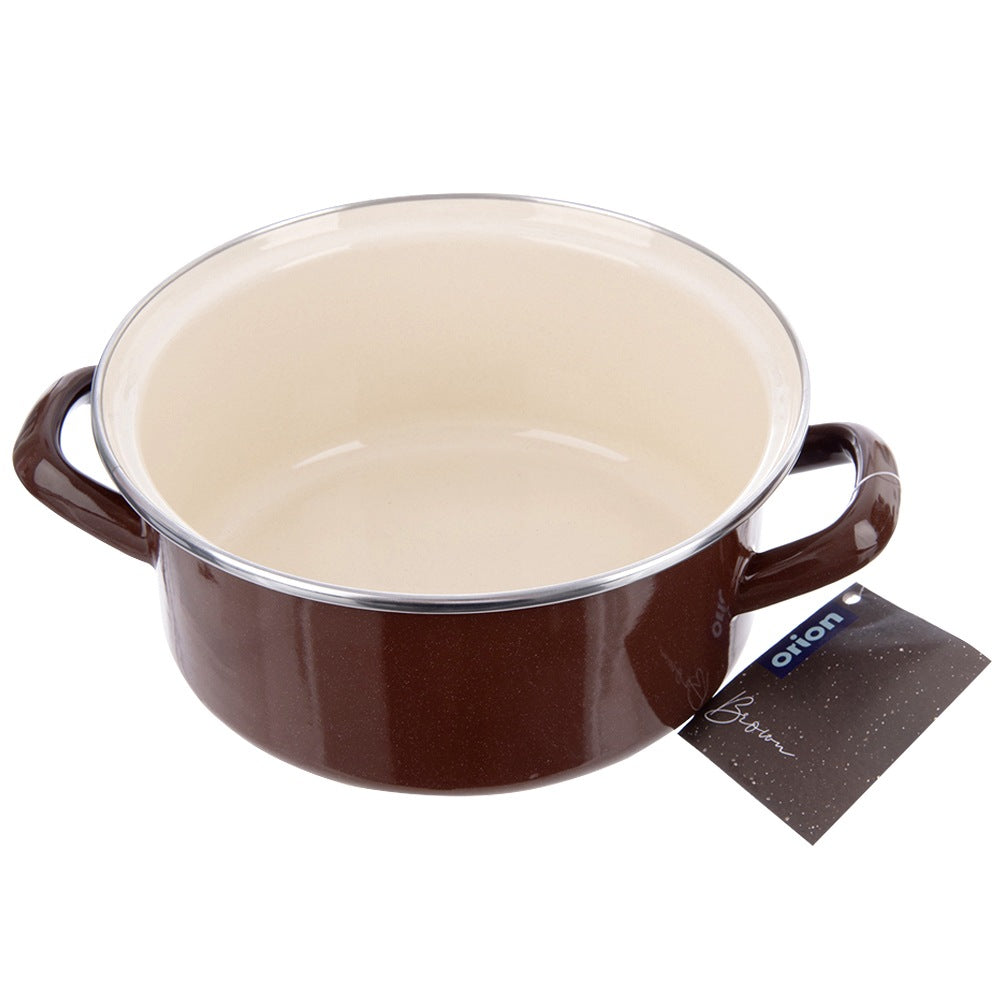 BROWN enamel pot 20.5 cm, 2.2 l