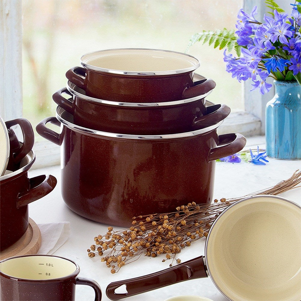 BROWN enamel pot 20 cm, 3 l
