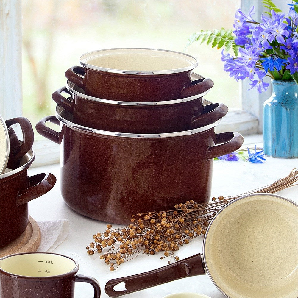 BROWN enamel pot 22 cm, 4 l