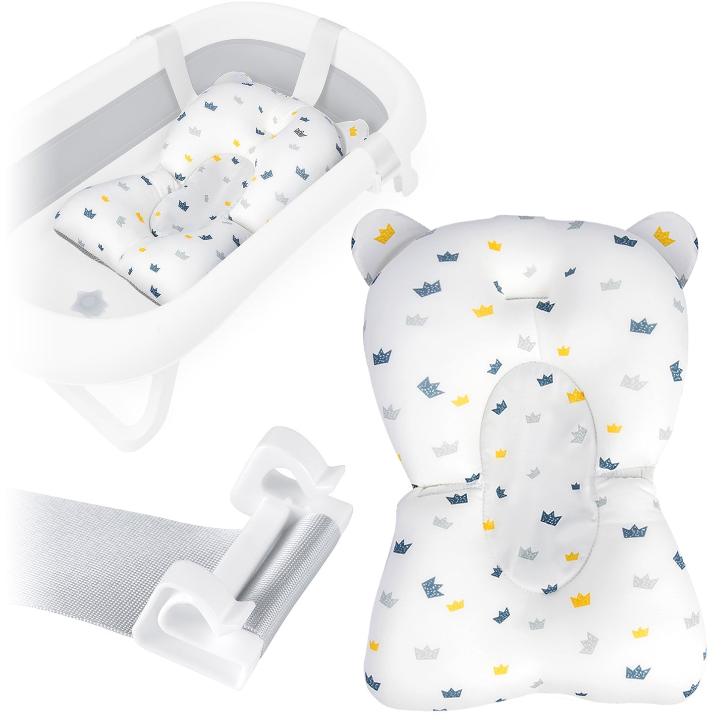 Baby Bath Pillow Insert, Quick-Dry, White/Blue