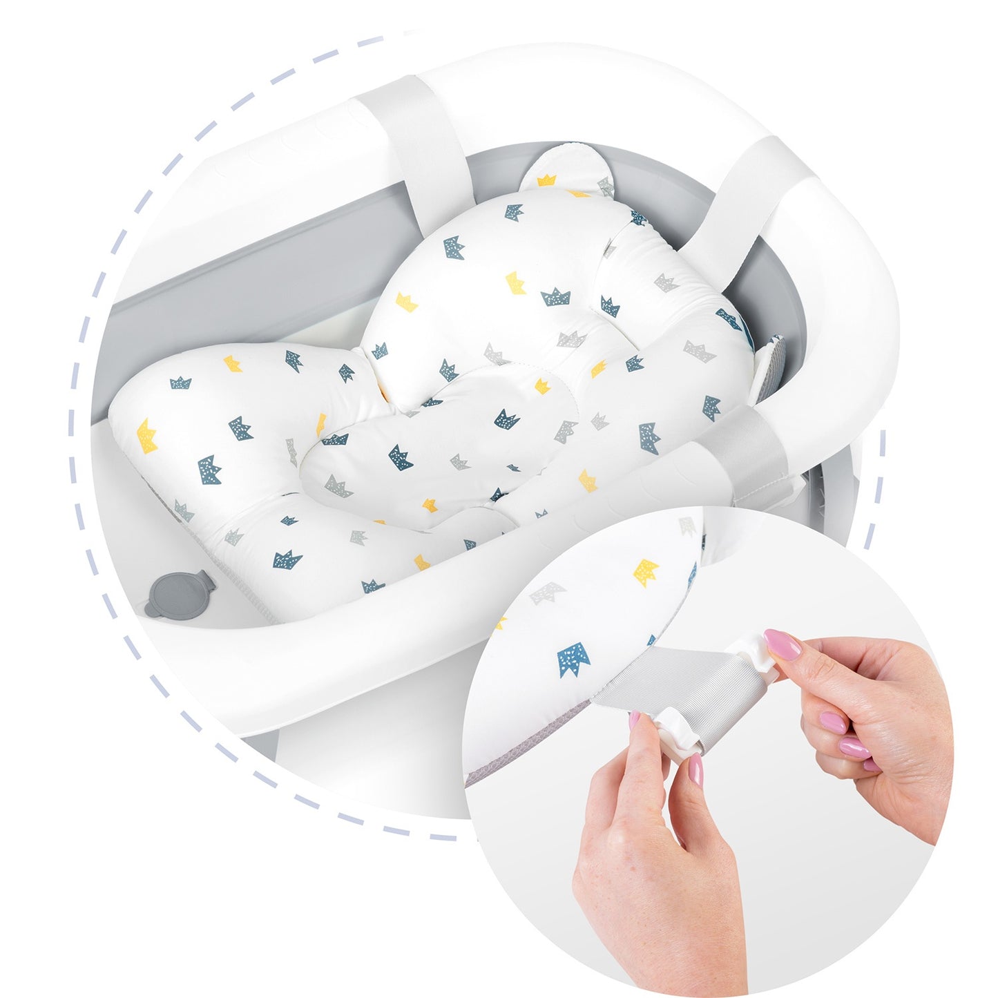 Baby Bath Pillow Insert, Quick-Dry, White/Blue