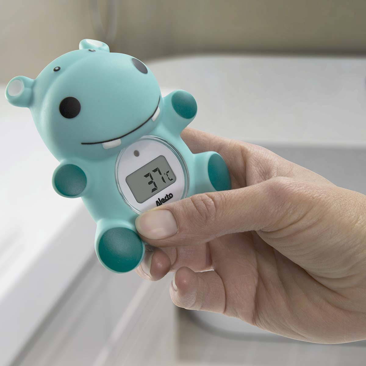 Baby Bath & Room Thermometer, Floating Hippo Design