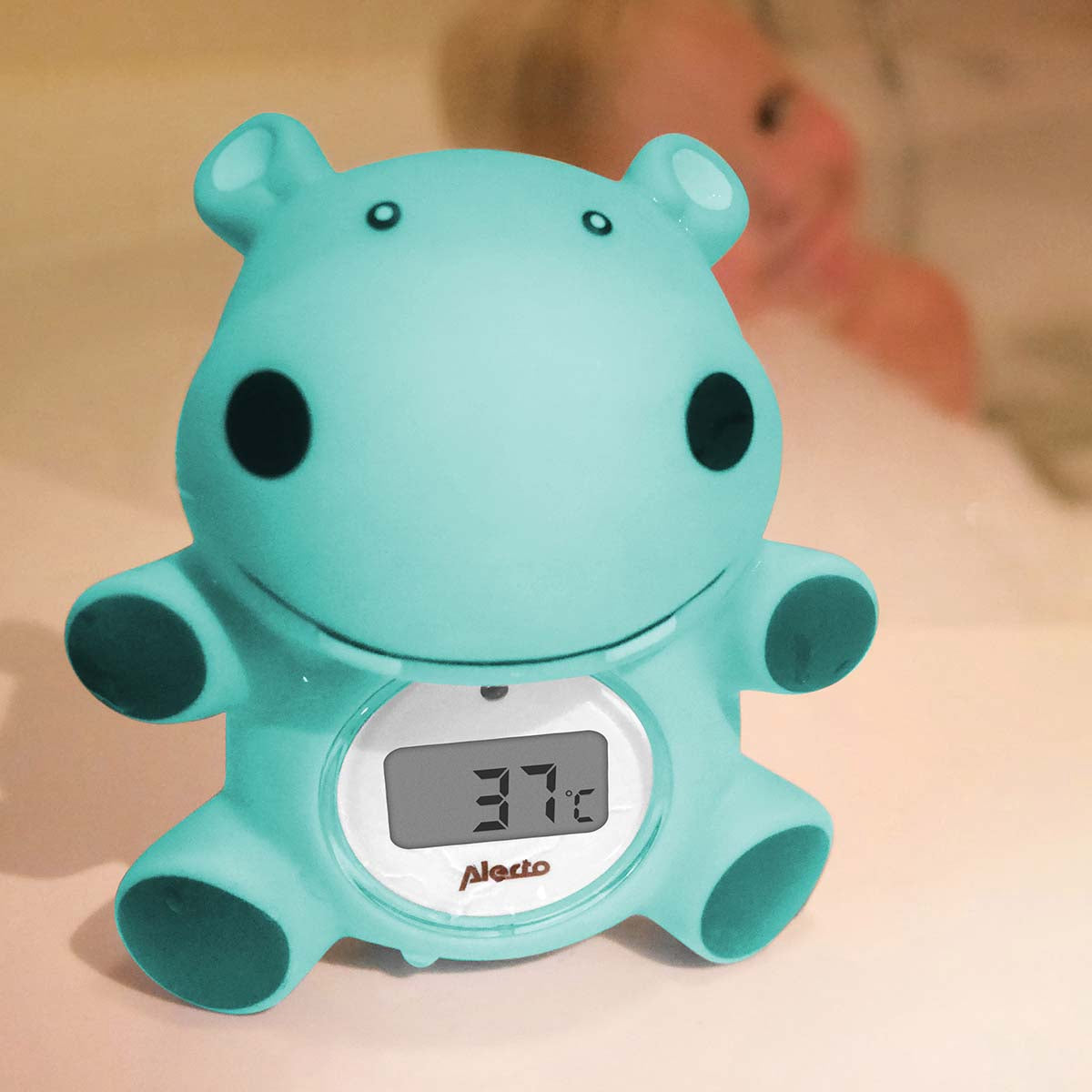 Baby Bath & Room Thermometer, Floating Hippo Design