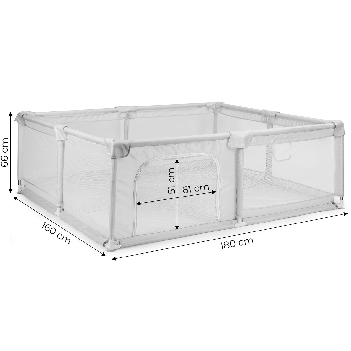 Baby Playpen 180x160 cm, Grey, with Carry Bag