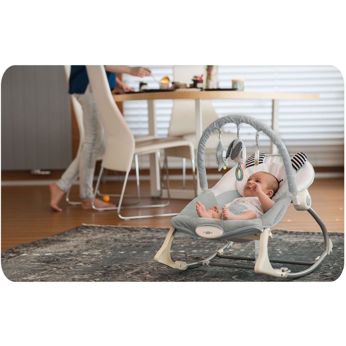 Baby Rocker with Vibration, Gray – Multifunctional, Safe
