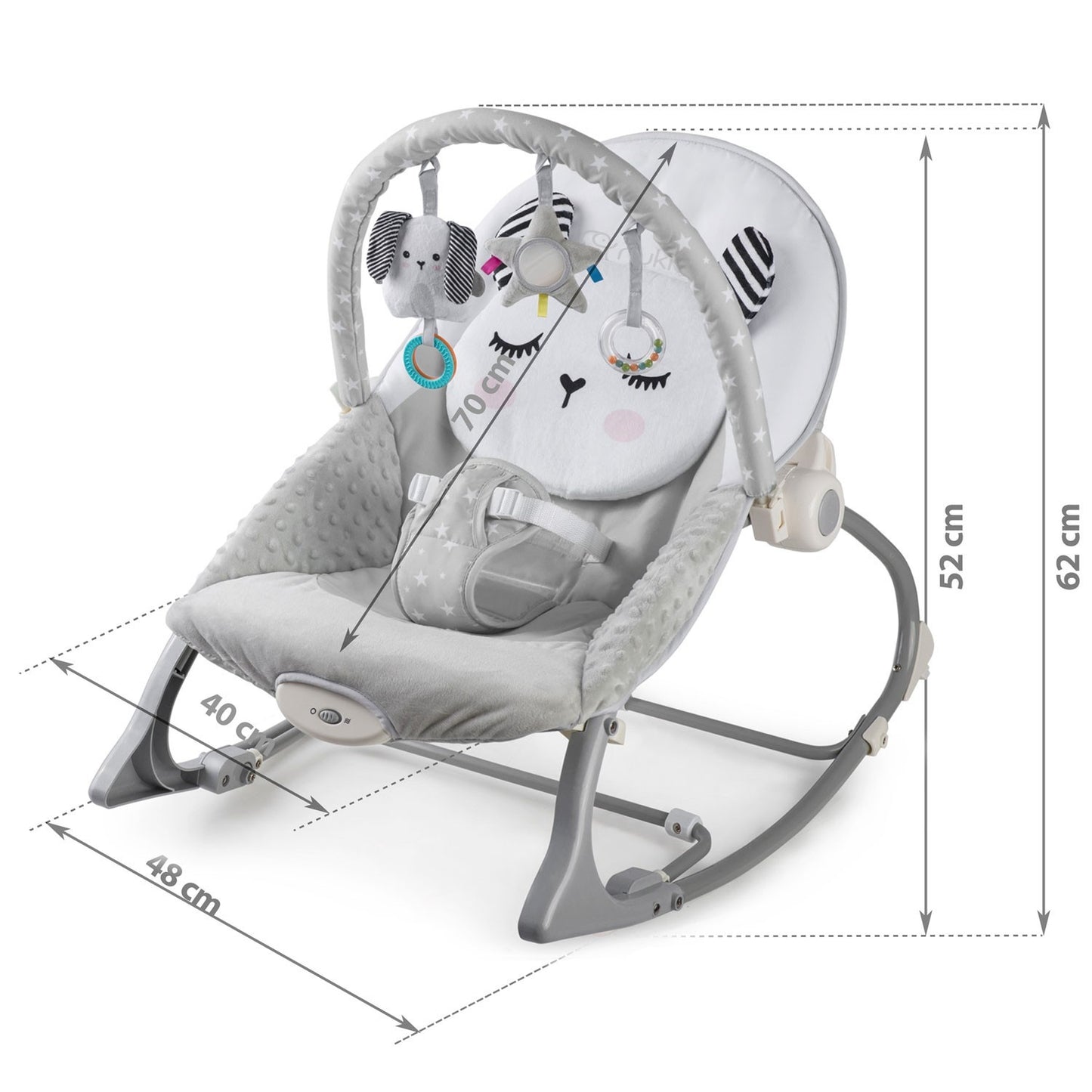 Baby Rocker with Vibration, Gray – Multifunctional, Safe