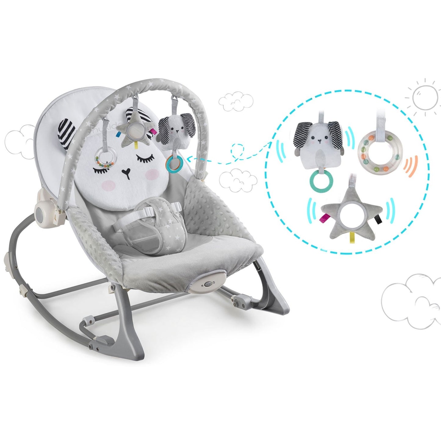 Baby Rocker with Vibration, Gray – Multifunctional, Safe