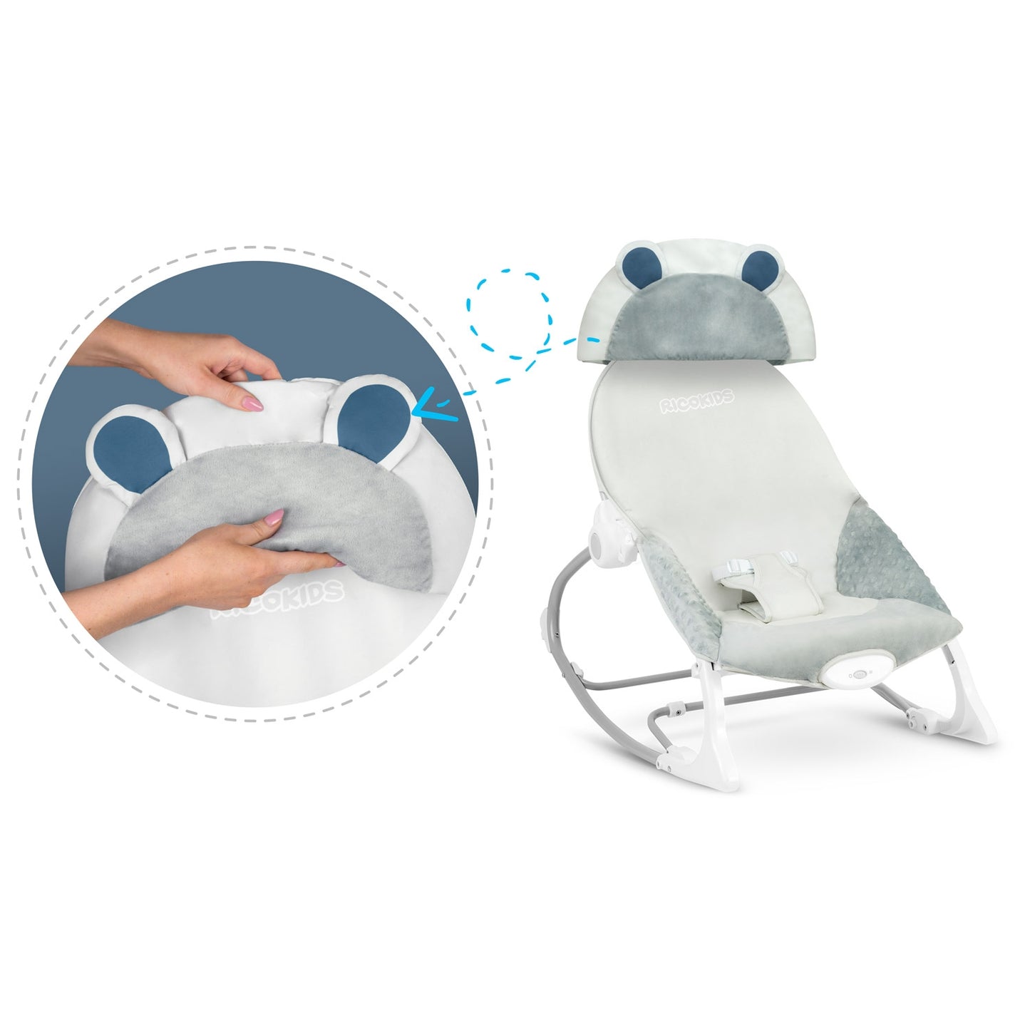 Baby Rocker with Vibration, Grey – Soft Fabric, Safe Design