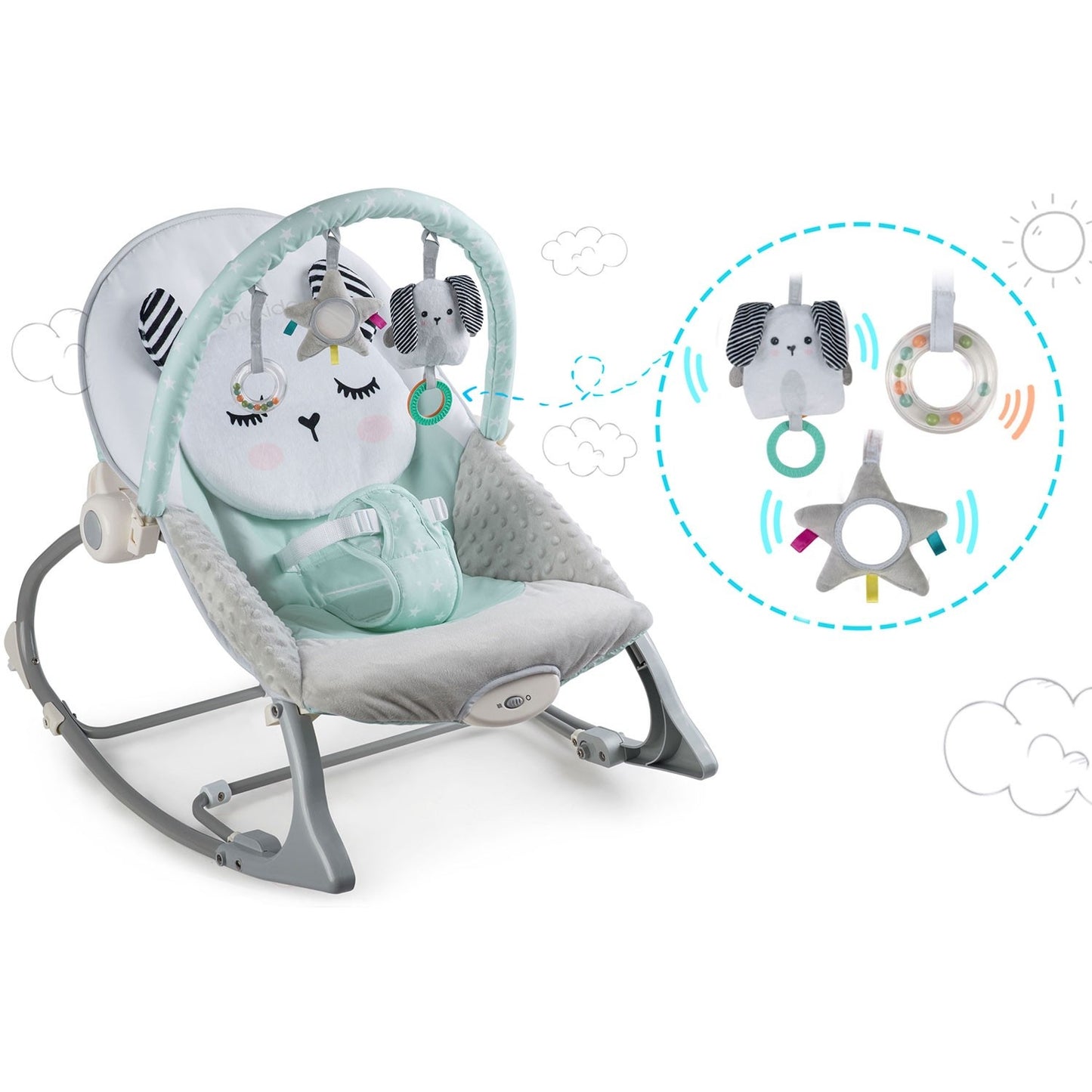 Baby Rocker with Vibration, Mint – Adjustable Recline