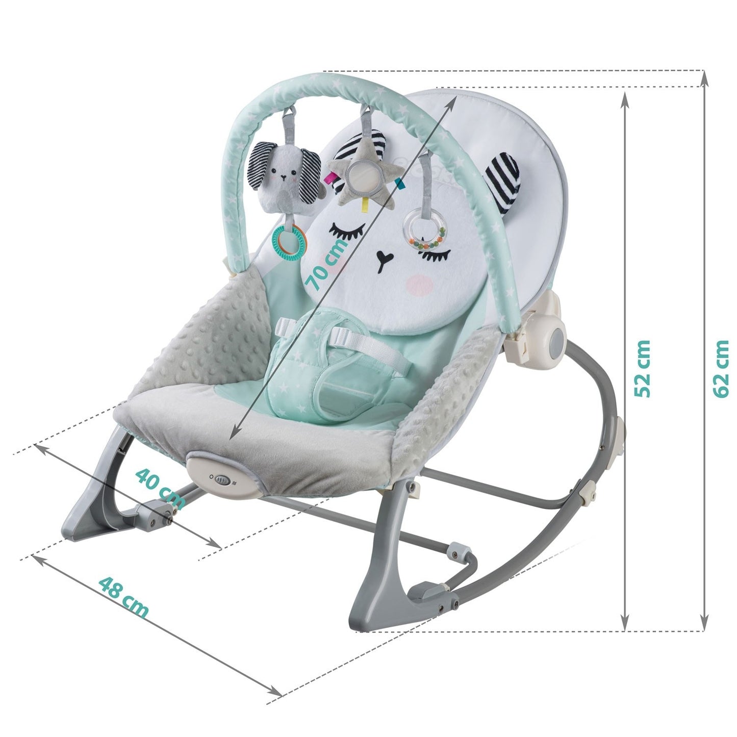 Baby Rocker with Vibration, Mint – Adjustable Recline