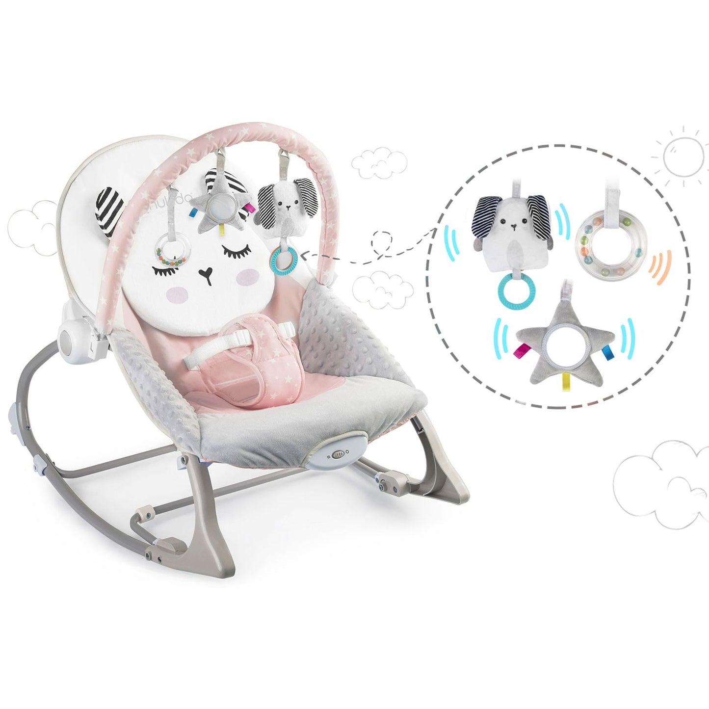 Baby Rocker with Vibration, Pink – Multifunctional, Safe