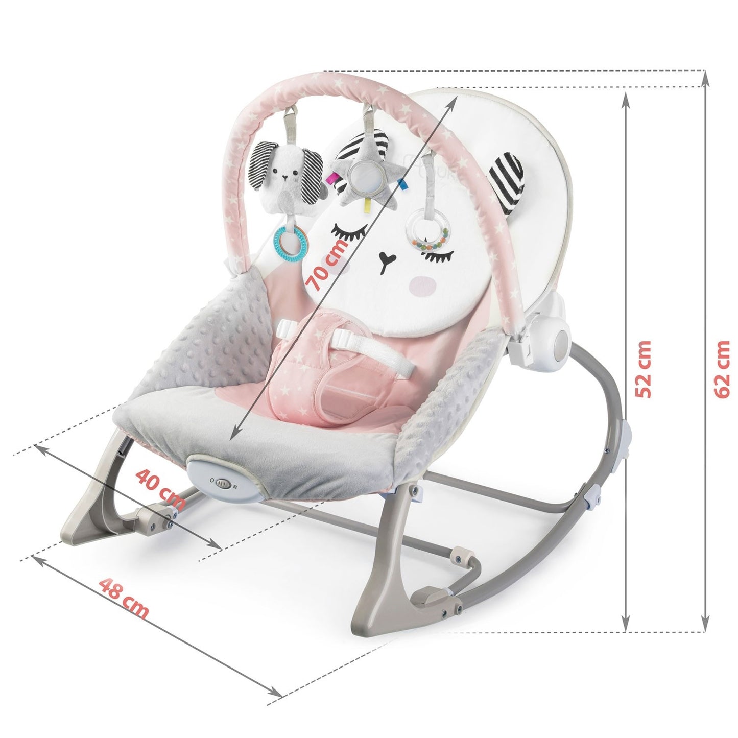 Baby Rocker with Vibration, Pink – Multifunctional, Safe