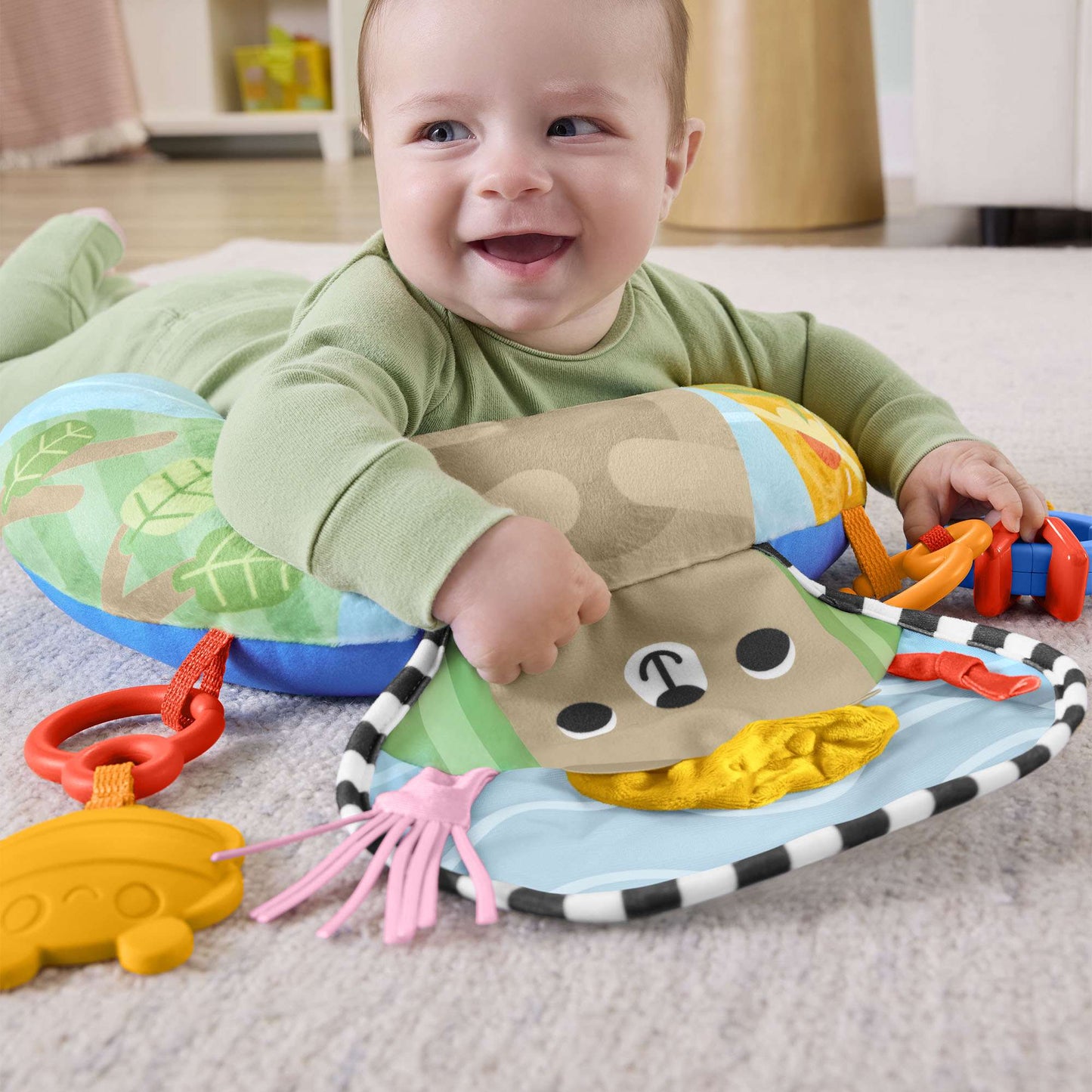 Baby Tummy Time Wedge with Toys and Sensory Textures