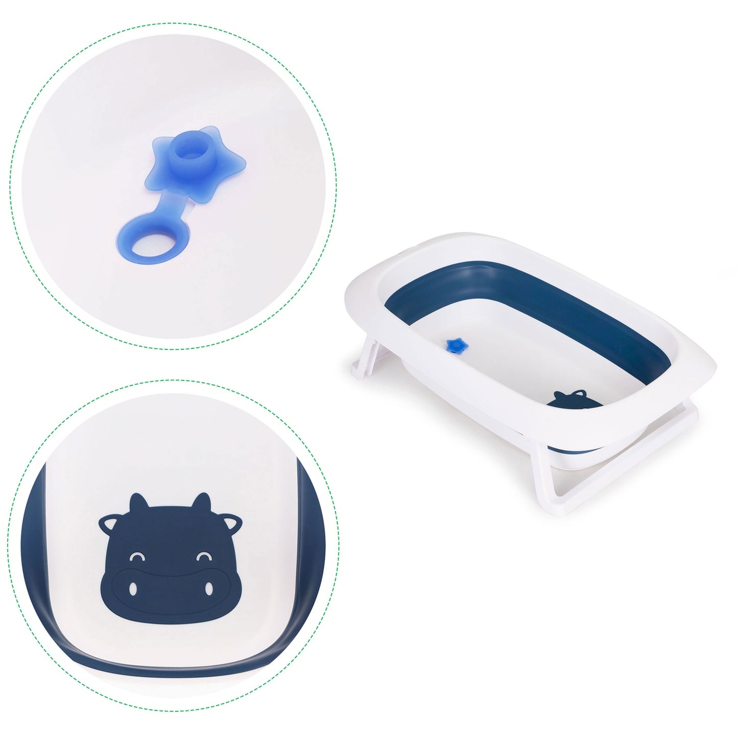Baby bath folding bathtub with drain - Fudge