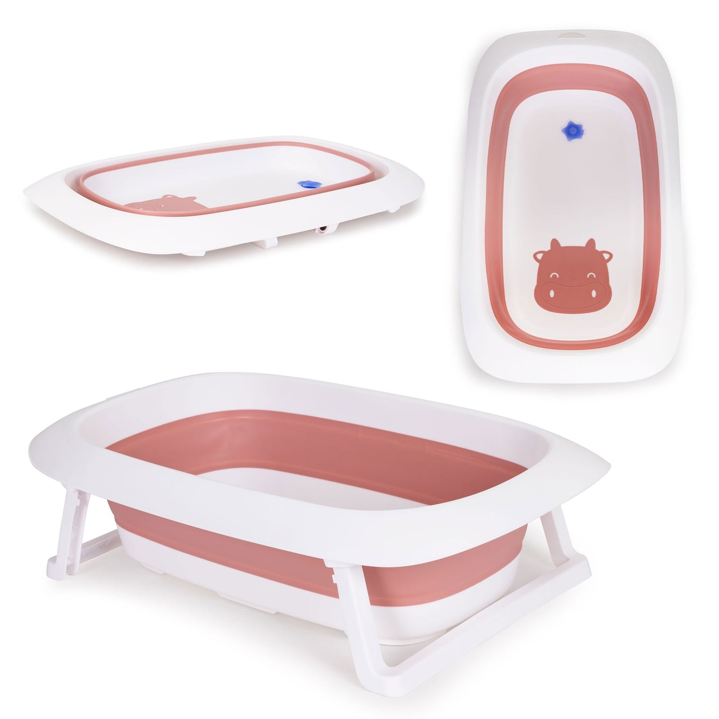 Baby bath pink folding bathtub with drain - Fudge
