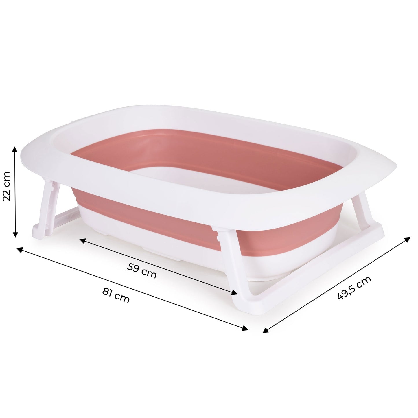 Baby bath pink folding bathtub with drain - Fudge