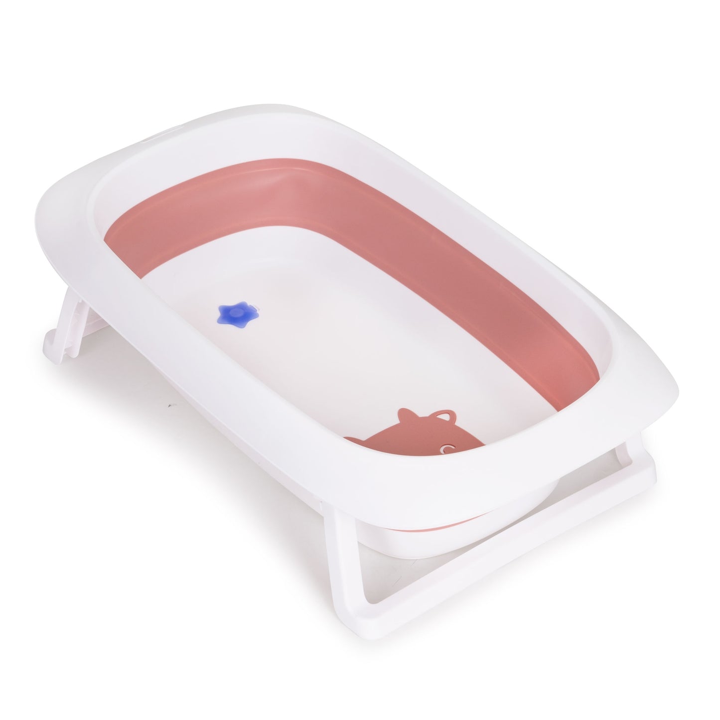 Baby bath pink folding bathtub with drain - Fudge