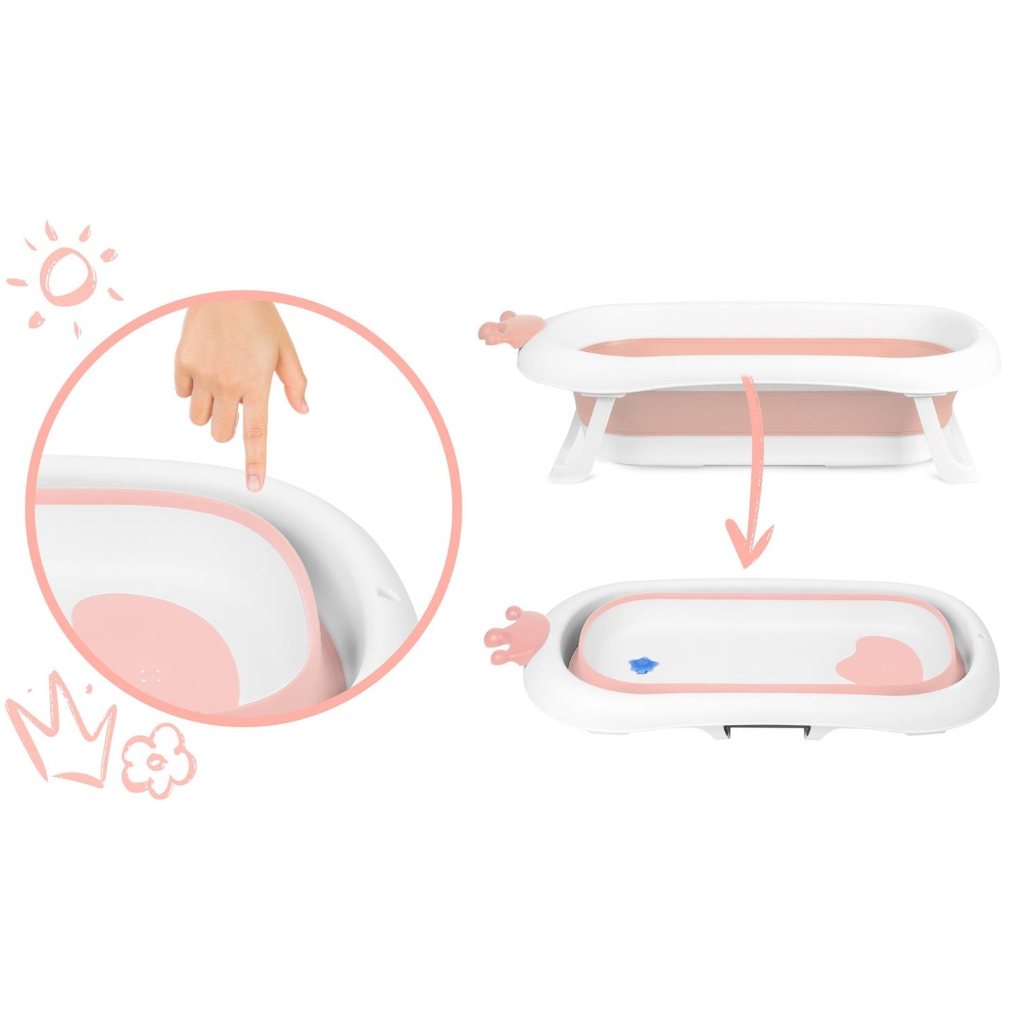 Baby bathtub with pillow RK-280 white/pink