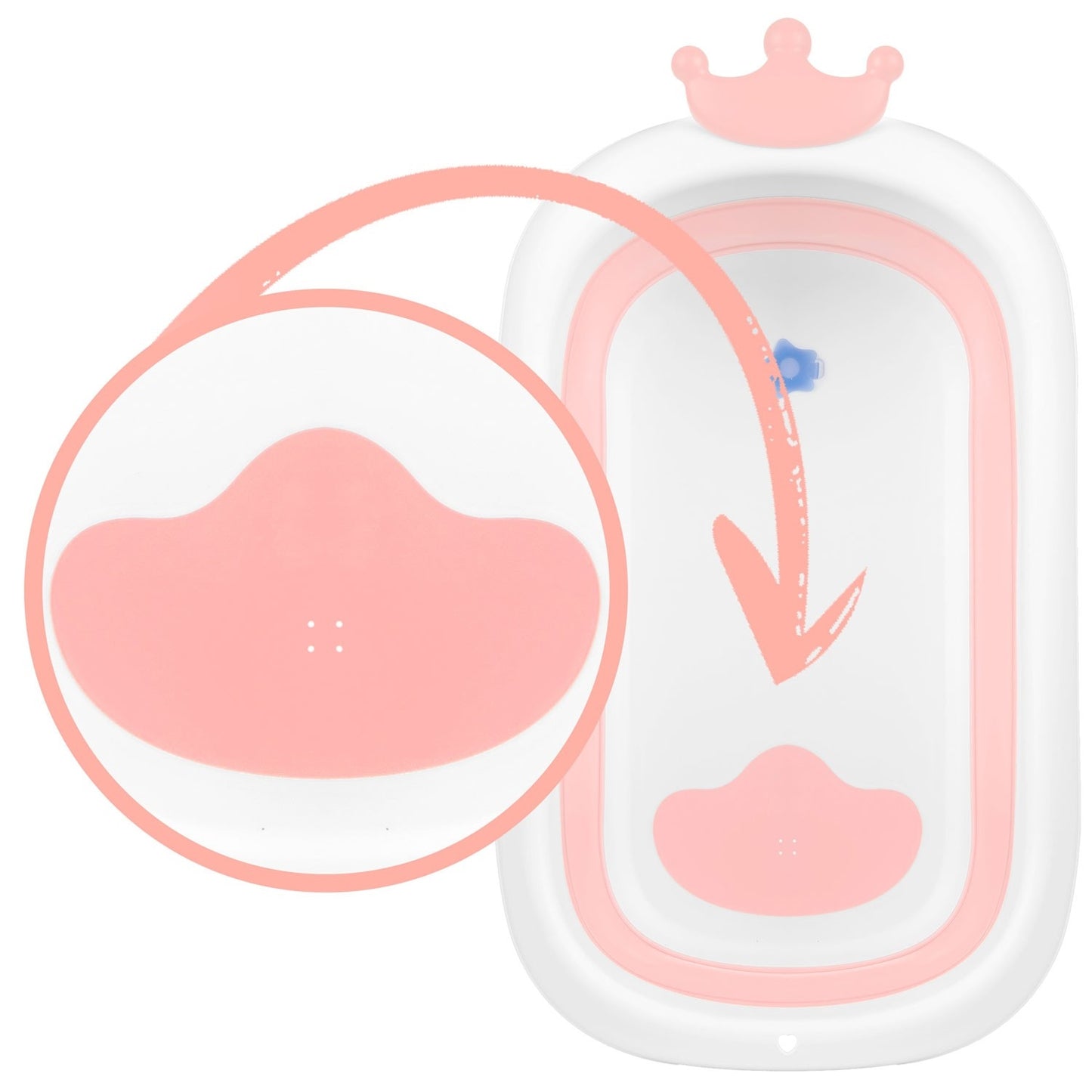 Baby bathtub with pillow RK-280 white/pink