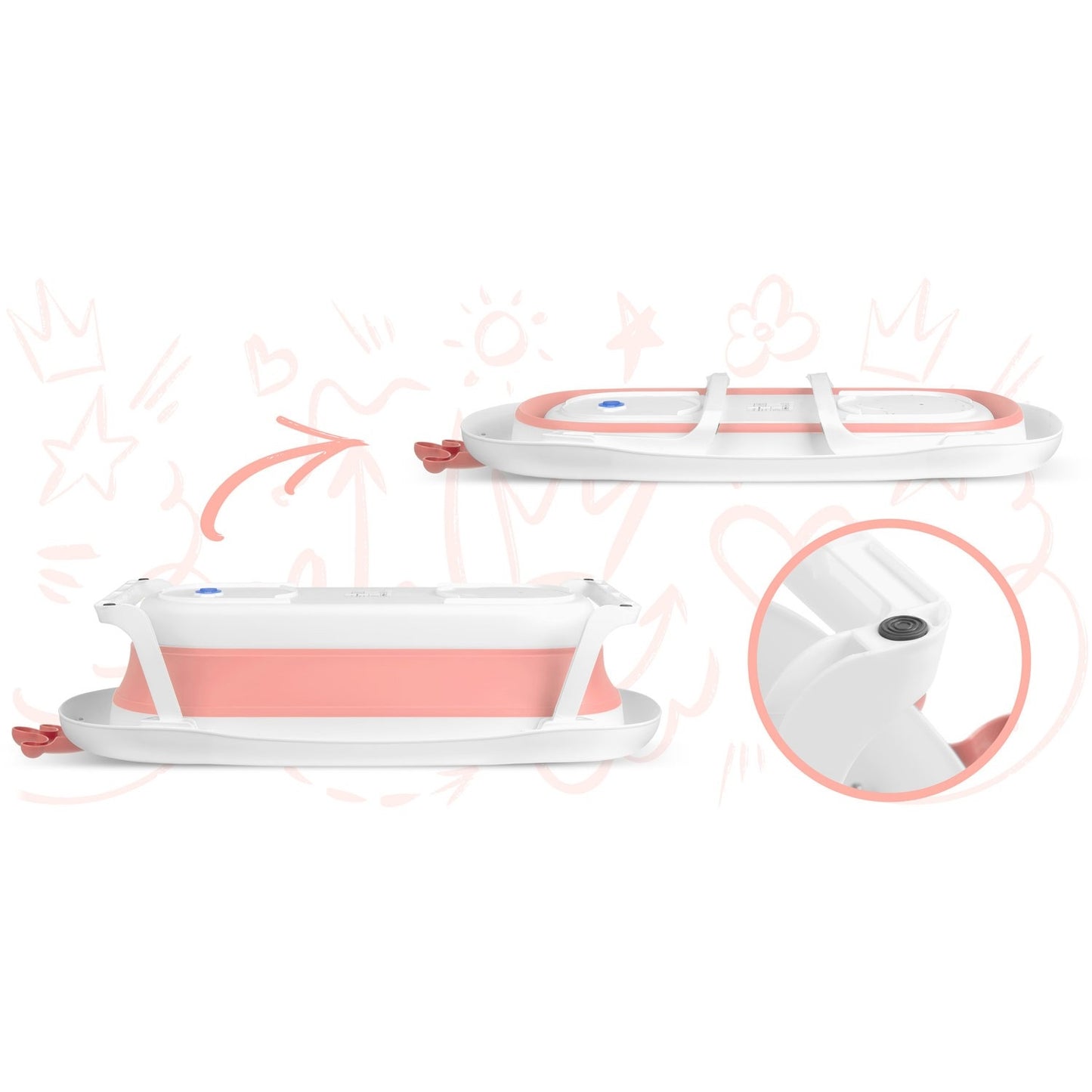 Baby bathtub with pillow RK-280 white/pink