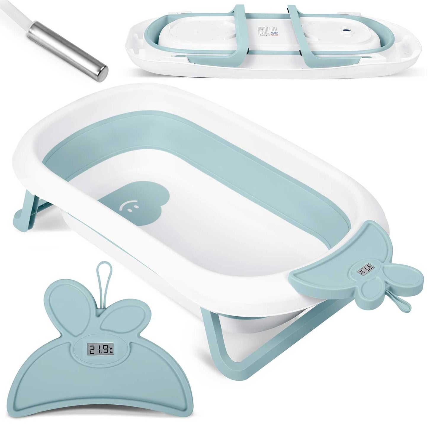 Baby bath tub with thermometer RK-282 White/Blue