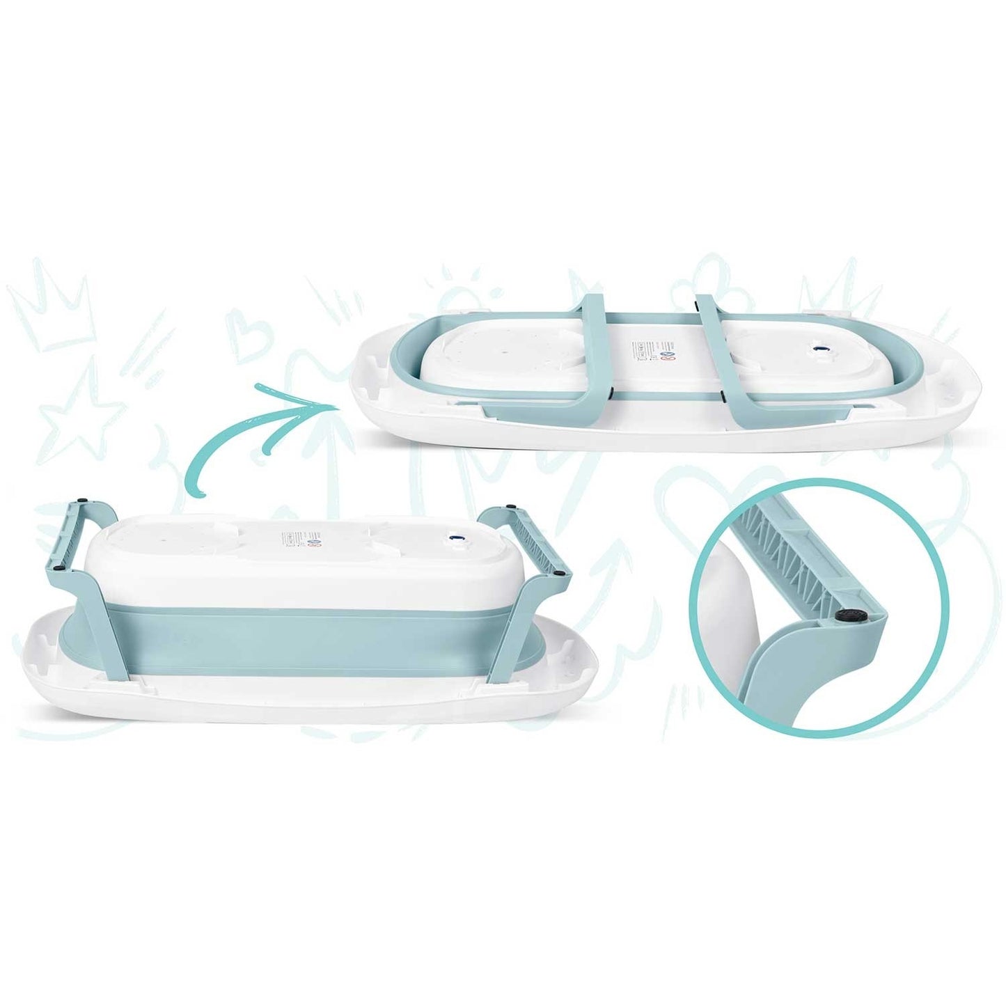 Baby bath tub with thermometer RK-282 White/Blue