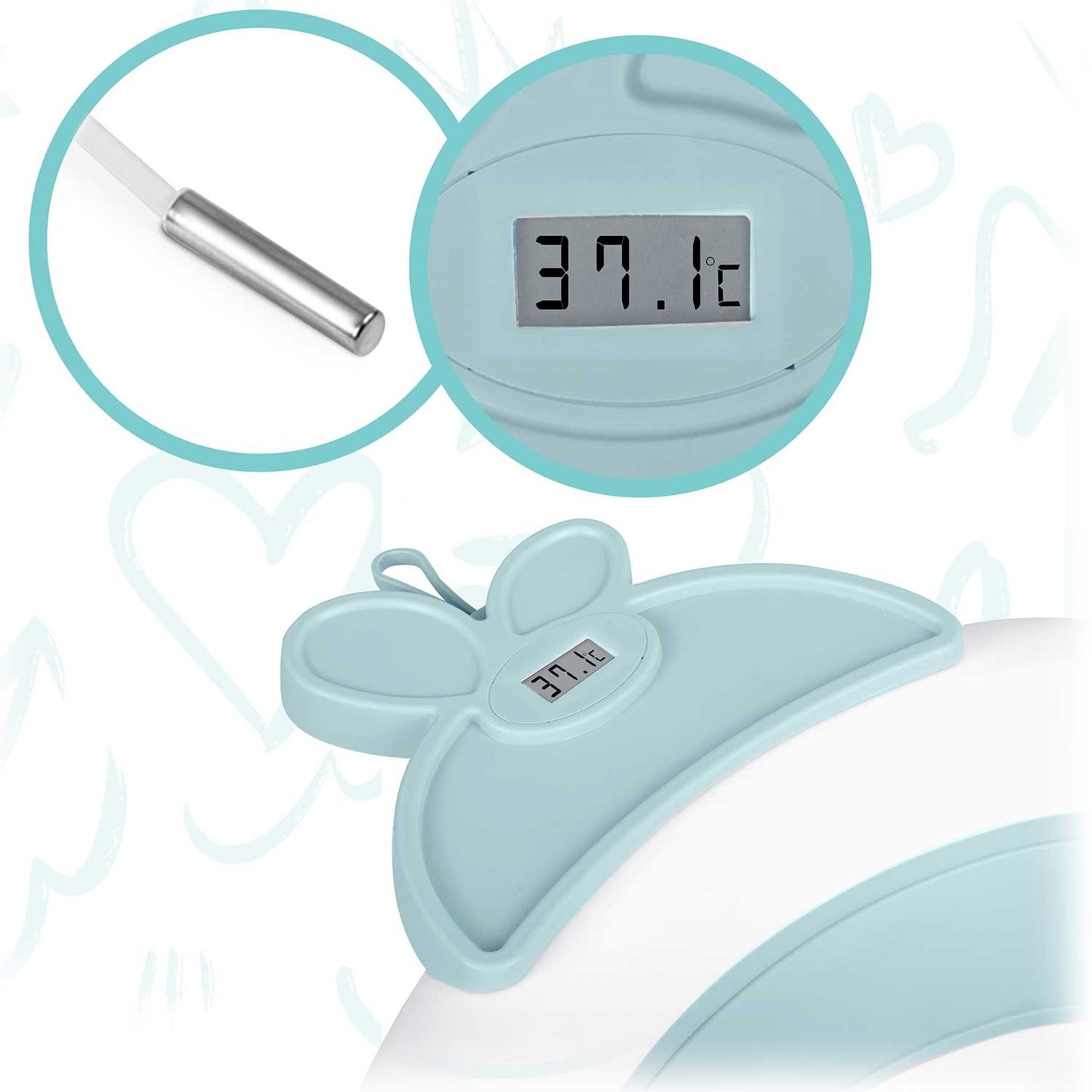 Baby bath tub with thermometer RK-282 White/Blue