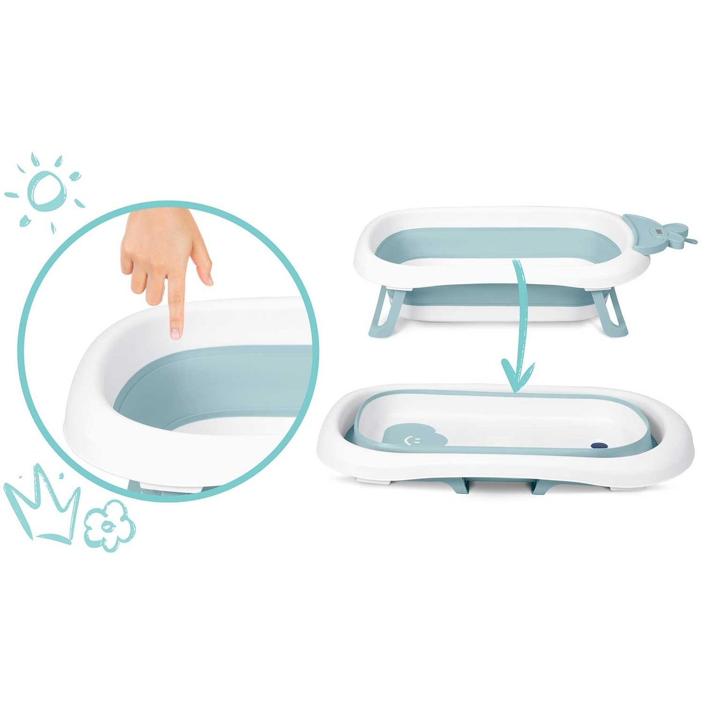 Baby bath tub with thermometer RK-282 White/Blue