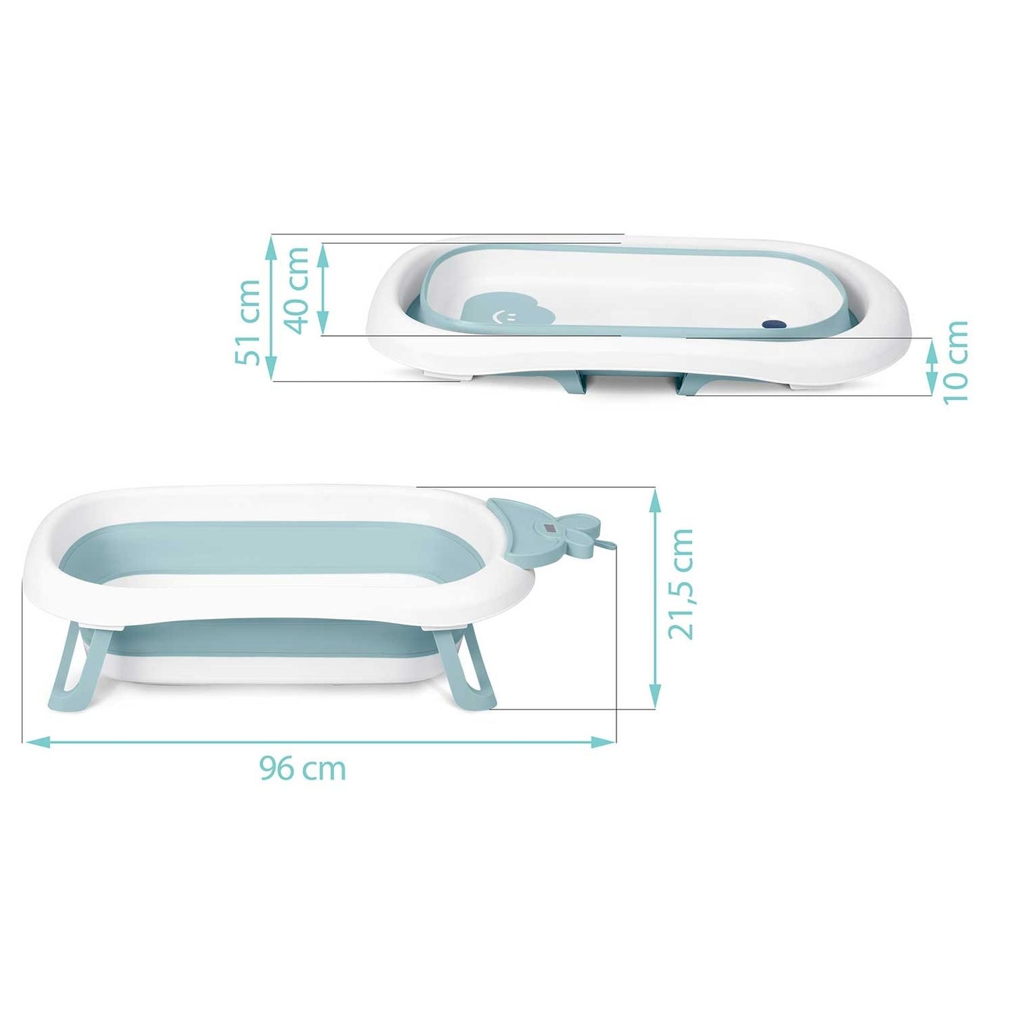 Baby bath tub with thermometer RK-282 White/Blue