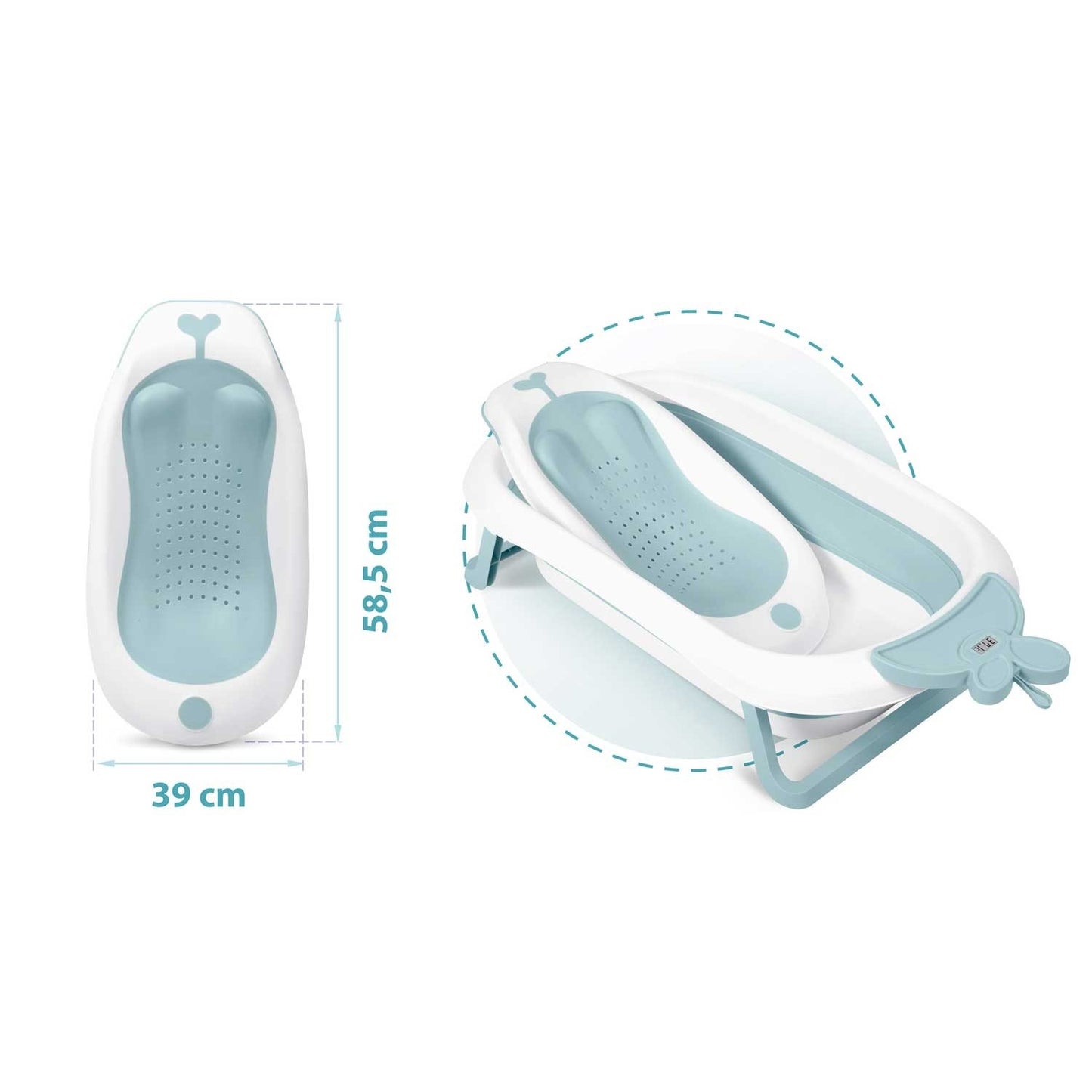 Baby bathtub with thermometer and insert RK-282 white/blue