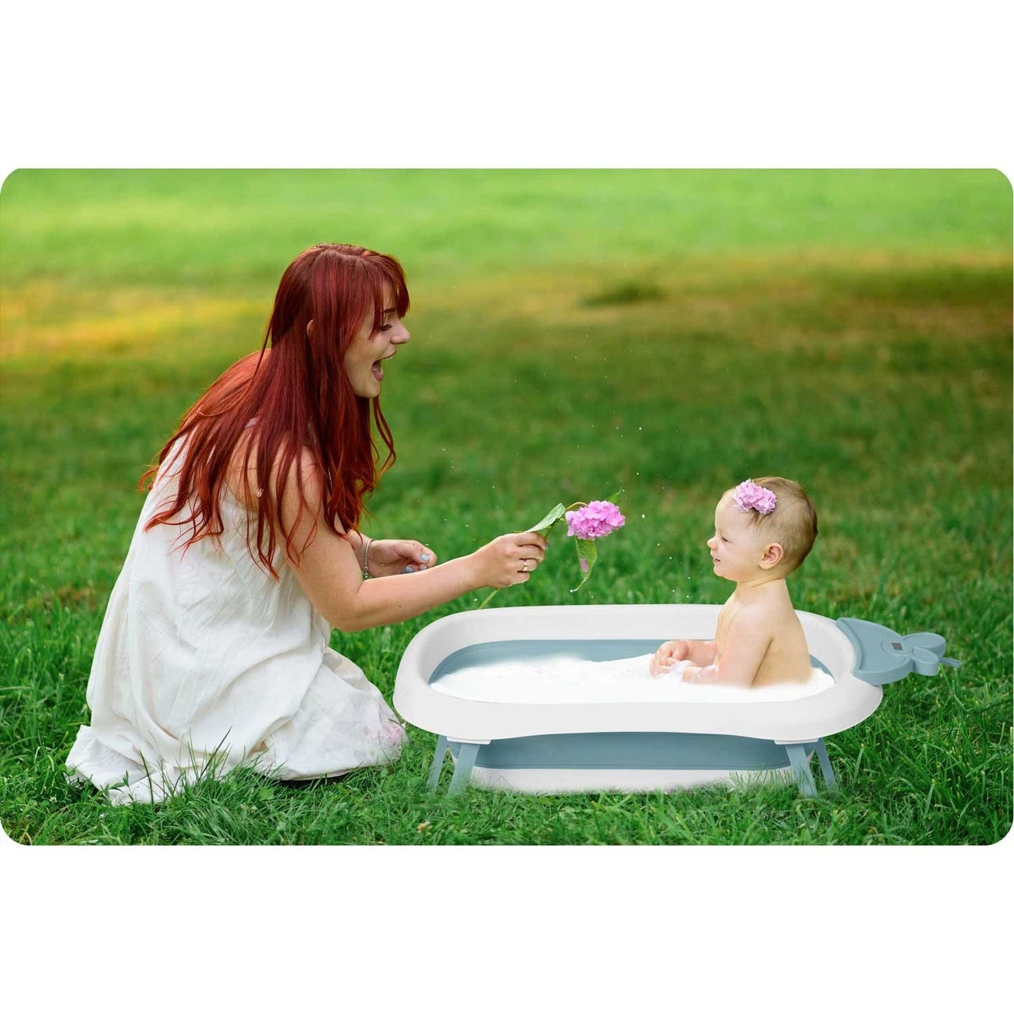Baby bathtub with thermometer and insert RK-282 white/blue