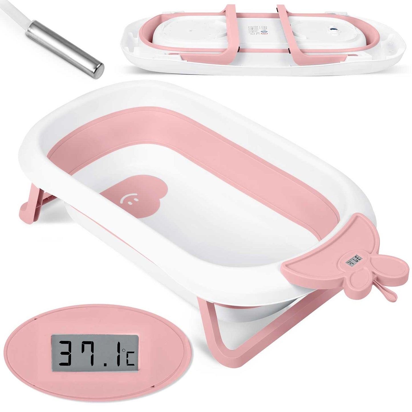 Baby bath with thermometer RK-282 white/pink