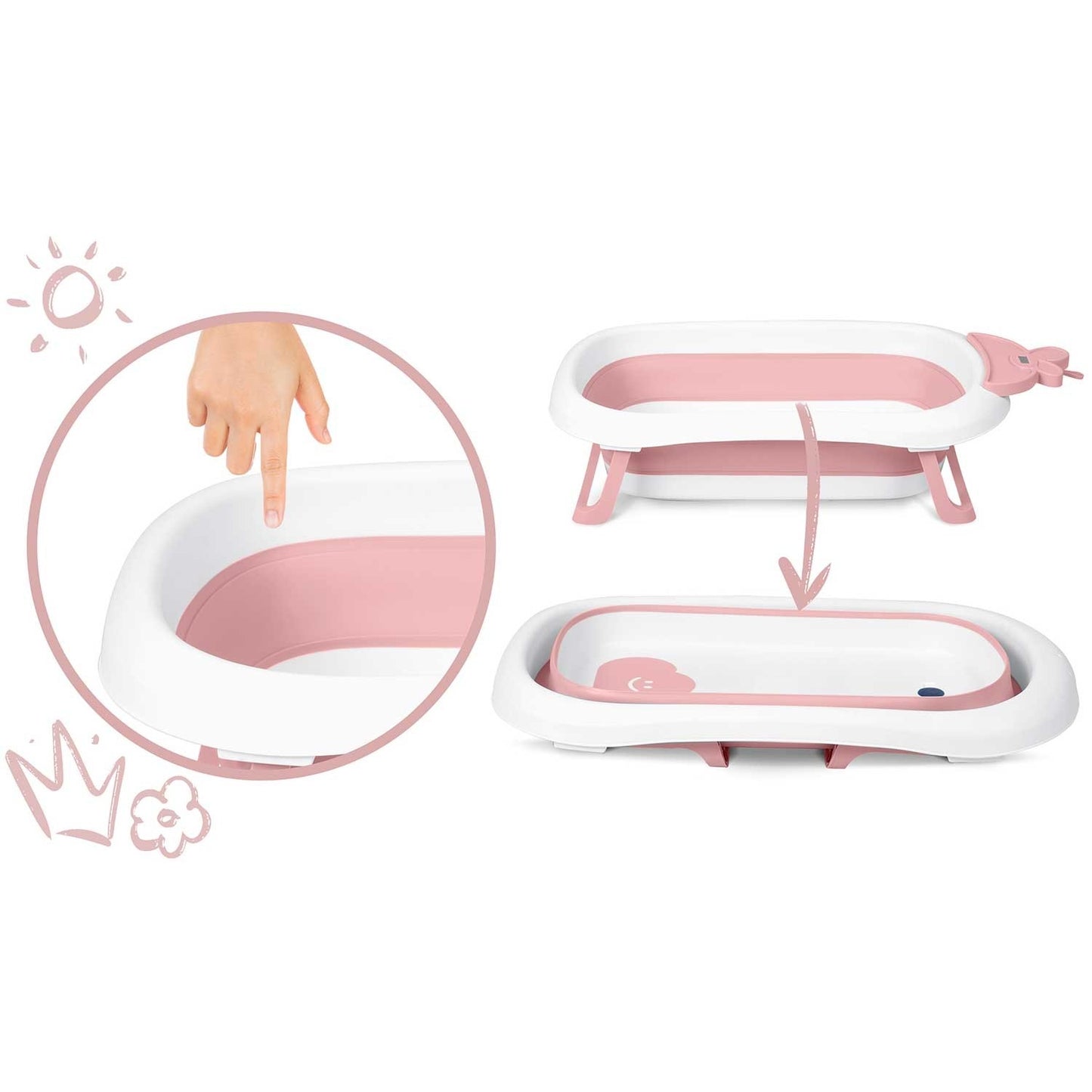 Baby bath with thermometer RK-282 white/pink