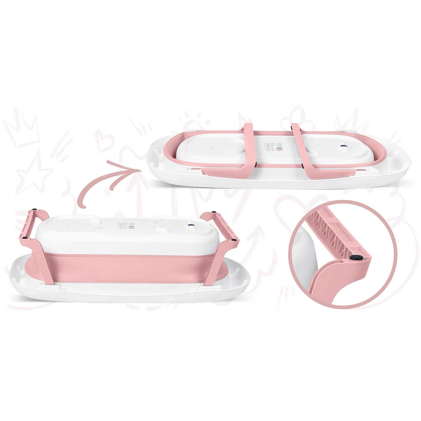 Baby bath with thermometer RK-282 white/pink